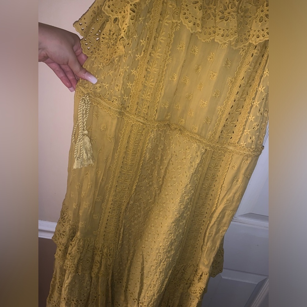 Ulla Johnson eyelet 2 678$ Edwina dress boho designer chartreuse luxury spring - Picture 6 of 10
